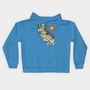 California State Map with Pictures Kids Hoodie